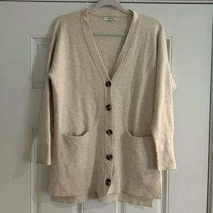 Madewell Cream Long Cardigan with Tortoise Buttons